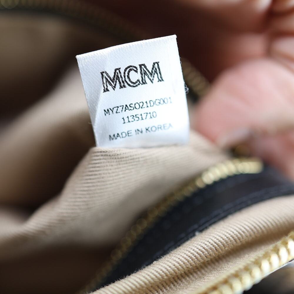 D0 Authentic MCM Metallic Gold Visetos Coated Canvas Crossbody Logo Monogram Bag - Picture 4 of 4
